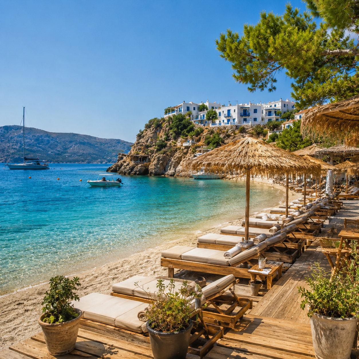 Yunan Adaları beach club avantajları